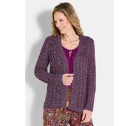 Pflegeleichte Ajour-Strickjacke mit Lurex lila 20