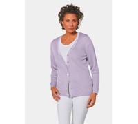 Strickjacke GOLDNER "Kurzgröße Pflegeleichte Strickjacke in hochwertiger Rippenstruktur", Damen, Gr. 21, lila (flieder), Obermaterial: 65% Polyacryl PAN. 35% Polyester PES., V-Ausschnitt, weit Sonstig