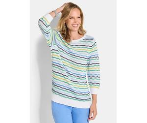 Pflegeleichter Strickpullover mit Wellenmuster blau 54