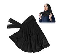 PFLYPF 1 Stück Schwarz Hijab Krawatte Knopf Muslim Schal Krawatte Praxis Hijab für Mädchen Damen, Schwarz , One size