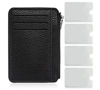 PFLYPF 1 Stück Schwarz PU Leder Geldbörse Anti-Klonen Abschirmung Rfid Schutz Geldbörse, geeignet für die Aufbewahrung von Kreditkarten / Transportkarten / Schlüssel, Schwarz