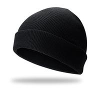 PFLYPF 1 Stück Strickmütze, Runde Mütze, Verwendet für Sport, Outdoor, Wärme, Geschenke, plus Wollmütze für Männer und Frauen im Winter (Schwarz)