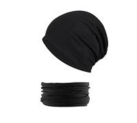 PFLYPF 1-teilig lässige Mütze, mit einem Schal, Thermobekleidungszubehör, elastische Thermoprodukte, für Männer und Frauen, geeignet für Outdoor-Aktivitäten, Laufen, Radfahren (schwarz)