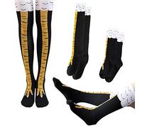 PFLYPF 2-Paare Hühnerfüße Socken, lustige Strümpfe, Cartoon Winter warme Socken, lustige Geschenk Kleidung Zubehör (schwarz und gelb)