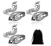 PFLYPF 3 Häkelringe und 1 Aufbewahrungstasche, Offener Pfau-Strickring, Verstellbarer Häkelring, Garnführungs-Fingerhalter, Zubehör für Handstricknadeln, Heimwerkerhandwerk, Nähwerkzeuge