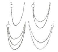 PFLYPF 4 paar Jeansketten, Hip-Hop-Punk-Stil Mode Metall Hosen Kette Taille Kette, Mode mehrschichtige Jeans Kette, geeignet für Jeans, Taillendekoration, Taschendekoration