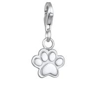 Pfötchen Charm Anhänger mit Karabiner für Bettelarmband aus 925 Sterling Silber Katze Hund Pfote für Frauen und Mädchen