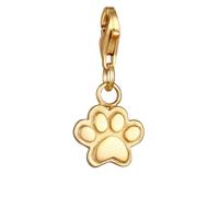 Pfötchen Charm Anhänger mit Karabiner für Bettelarmband aus 925 Sterling Silber vergoldet Katze Hund Pfote für Frauen und Mädchen