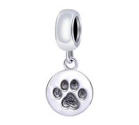 Pfoten-Charm aus 925er-Sterlingsilber, Hunde-Charm, Tier-Charm, Geburtstags-Charm für Pandora-Charm-Armbänder (C)