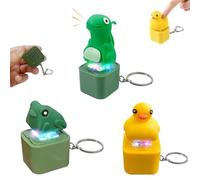 PGonline 3 Stück Spielzeug Frosch Ente Schlüsselanhänger, Tastatur Wiederaufladbarer Schlüsselanhänger, Tier Keychain Mit Bunten Lichtern, Eidechse Spielzeug mit Sound Anti Angst