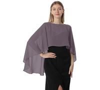 PGPBVLVGHM Capelets for Damen, Chiffon-Cape, Schals und Tücher for Abendkleider, Hochzeitsumhänge, Überwürfe(Stone Grey)