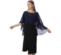 PGPBVLVGHM Capelets for Damen, Chiffon-Cape, Schals und Tücher for Abendkleider, Hochzeitsumhänge, Überwürfe(Dark Blue)