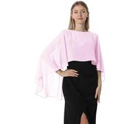 PGPBVLVGHM Capelets for Damen, Chiffon-Cape, Schals und Tücher for Abendkleider, Hochzeitsumhänge, Überwürfe(Pink)