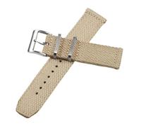 Pgqjfks Geflochtenes Uhrenarmband, 20mm/22mm, Schnellverschluss-Leinen-Nylon-Armband, silberne Dornschließe, Khaki, 22mm