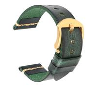 Pgqjfks Handgefertigtes Leder-Uhrenarmband.Vintage-Uhrenarmband aus pflanzlich gegerbtem Leder, Grünes Gold, 23mm