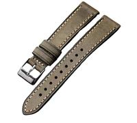 Pgqjfks Handgefertigtes Uhrenarmband aus Rindsleder, 18/19/20/21/22mm, Herren-Uhrenarmband, Grau, 19mm