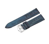 Pgqjfks Leder-Uhrenarmband, 20/22/24mm, atmungsaktiv, handgefertigte Nähte, Uhrenarmband-Zubehör, Blau, 20mm