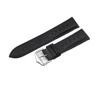 Pgqjfks Leder-Uhrenarmband, 20/22/24mm, atmungsaktiv, handgefertigte Nähte, Uhrenarmband-Zubehör, Schwarz, 20mm