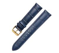 Pgqjfks Lederarmband 18/20/22/24mm Uhrenarmband für Damen Herren Uhrenzubehör, Blaugold, 18mm