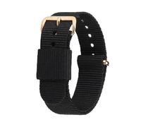 Pgqjfks Nylon-Canvas-Uhrenarmband, 10/12/13/14/15/16/17/18/19/20/22mm, für Damen und Herren, Roségold-Schnalle, Schwarz, 20mm