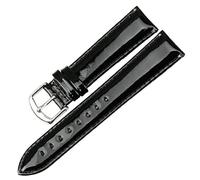 Pgqjfks Uhrenarmband 12/14/16/18/20mm Uhrenarmband Schwarz Lackleder Uhrenarmband Uhrenzubehör, Schwarz, 12mm