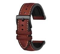 Pgqjfks Uhrenarmband aus Rindsleder, 19/20/21/22/23mm, Herren-Uhrenarmband aus Gummi, Dunkelbraun-schwarzer Pin, 20mm