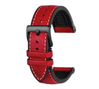 Pgqjfks Uhrenarmband aus Rindsleder, 19/20/21/22/23mm, Herren-Uhrenarmband aus Gummi, Rot-schwarzer Pin, 22mm