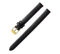 Pgqjfks Vollnarbenleder-Uhrenarmband 10mm-22mm Handgefertigtes Lederarmband-Armbandzubehör, Schwarz-Gold, 20mm