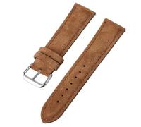 Pgqjfks Wildleder-Armband, 18mm, 19mm, 20mm, 22mm, 24mm, Vintage-Armband mit handgefertigten Nähten, Braungold, 19mm