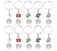 PH PandaHall 10 Stück Baum des Lebens Schlüsselanhänger, Edelstein-Schlüsselanhänger Legierung Baum Schlüsselanhänger für Zuhause Autoschlüssel Babyparty Geschenke Tasche Dekoration Männer Frauen, 9cm