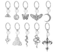 PH PandaHall 10 Styles Gothic Schlüsselanhänger Goth Punk Anhänger Charms Schlüsselanhänger Für Männer Frauen Schuhe Tasche Geldbörse Handwerk, 2.5cm