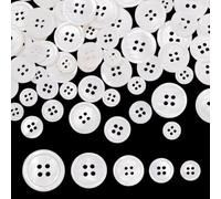 PH PandaHall 100 Stück 5 Größen Natürliche Muschelknöpfe 10/12/15/18/20mm Runde Muschelknöpfe 4 Loch Knöpfe Für Stoffmäntel Anzüge Jacken Blazer Jeans