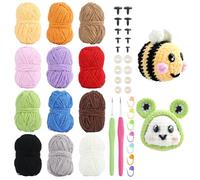 PH PandaHall 12 Farben Samtgarn Zum Häkeln Chenillegarn Set Mit 100 Sets Sicherheitsaugen Wollstrickgarnen Plüschgarnen Mit 14 Maschenmarkierern Häkelnadeln Für Amigurumi Plüschtiere DIY Basteln
