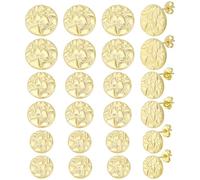 PH PandaHall 12 Paare Herz Stecker Ohrringe 14K Gold Plattiert Herz Nugget Stecker Ohrringe, 10/12/14mm Raue Textur Ohrring für Damen Mode Schmuck Geschenk Wahl
