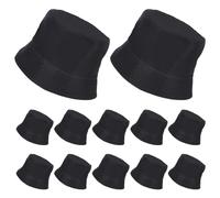 PH PandaHall 12 Stück Schwarz Eimerhüte Blank Angelmützen Doppelseitig Tragbar Sommer Sonnenhüte Mode Fischermützen Unisex Outdoor Hüte für Frauen Männer Strand Urlaub Ferien Camping Reisen Geschenk