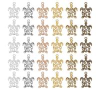 PH PandaHall 120pcs Schildkröte Charms 6 Farben Alloy Charms Kleine Meeresschildkröte Charm-Anhänger Filigraner Tier-Anhänger Links Metall Charms Verbinder für Armband Schmuckherstellung Loch: 1,6mm