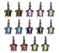 PH PandaHall 14 Stück Schildkröten Anhänger 7 Farbe Messing Katzenauge Meeresschildkröte Meereslebewesen Ozean Tier Charms Anhänger Im Tibetischen Stil Für Armband Halskette DIY Handwerk Antik Bronze