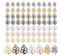 PH PandaHall 140pcs St. Patrick's Day Klee Anhänger, 7 Styles Vierblättriges Glücksklee Charms Metalllegierung Kleeblatt Glücksbringer Herzblatt Anhänger Für Halskette Schmuckherstellung Weihnachten