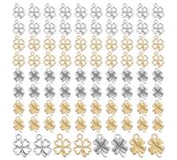 PH PandaHall 140PCS Vierblättrige Kleeblatt Glücksbringer Anhänger für St. Patrick's Day, 4 Styles Glück Shamrock Charms Metall Legierung Glücksanhänger Zubehör für DIY Armband Halskette Schmuck