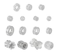 PH PandaHall 15 Stück 15 Stile Strass Abstandshalter 4~10mm Armband Abstandshalter Rondelle Silber Bastelperlen Glänzende Abstandshalter Für Halsketten Schmuckherstellung