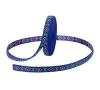 PH PandaHall 15m Rauten Jacquard Band 17mm Breite Ethnisch Gewebte Jacquard Bordüre Blau Bestickte Borte Vintage Näh Webband Borten Retro Pfeilmuster Band für Nähen Basteln Kleidung Geschenk Hochzeit