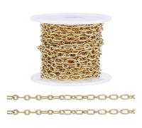 PH PandaHall 18K Vergoldete Ovale Kabelkette 5m Lange Gliederkette 4mm Breit Strukturierte Flache Schmuckkette Dekorative Kettenrolle Für Damen Und Herren DIY Halsketten Armbänder Knöchelketten