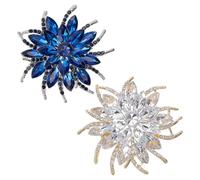 PH PandaHall 2 Farben Sonnenblume Brosche Nadel 2 Stück Strass Blumen 6.1x6.3cm Reversnadel Kristall Anzug Nadel Glitzernd Blumige Revers Brosche für Frauen Abendkleid Rucksack Hochzeit, Clear/Blue