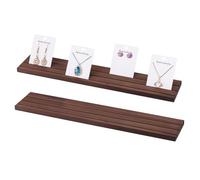 PH PandaHall 2 Stück 3 Steckplätze Holz Ohrring Display Ständer Braune Schmuck Auslage Tablett Visitenkartenhalter Rechteck Ring Organizer Halter für Tisch Ausstellungen Schmuck Auslage, 30x7.8x1cm