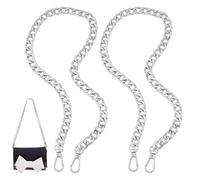 PH PandaHall 2 Stück 60cm Taschenkettenersatz Silberner Flacher Kettenriemen Mit Drehverschlüssen Handtaschenkettenriemen Metalltaschenriemen Für Tragetaschen Geldbörsen Handtaschen