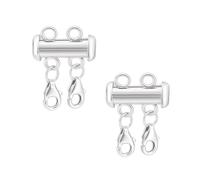 PH PandaHall 2 Stück 925 Sterling Silber Layering Verschluss Multi Strand Slide Verschlüsse 20mm Trenner Für Mehrere Halsketten Und Armbänder Mit Karabinerhaken Zur Schmuckherstellung