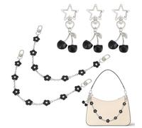 PH PandaHall 2 Stück Geldbörsenriemenverlängerung Mit Flowern Motiv Legierung Geldbörsen Verlängerungskette Taschen Verlängerungskette Mit 3 Kirsch Anhänger Für Damentaschen Und Geldbörsen