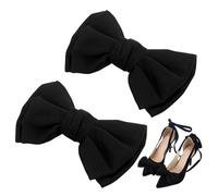 PH PandaHall 2 Stück Schwarze Schleifen Schuhclips, Satin Schuhclips Eleganter Schuhbänder Clip-On Abnehmbare Schuhbänder Dekoration für Frauen Hochzeitsparty Absatzschuhe Flats Bekleidung, 6.7x9.9cm