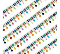 PH PandaHall 2 Yards Böhmische Tassel Fransen Borte 23mm Vintage Jacquard Polyesterband mit Pompom Spitzenband für Nähcrafts Heimschmuck Vorhänge Kissen Teppichbedarf Weiß