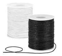 PH PandaHall 200 Yards Gewachste Kordel 1mm Gewachste Baumwollfäden Wachsperlenfaden Schwarz Weiße Wachsschnur Für DIY Armband Halskette Schmuck